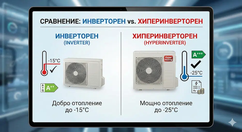 Разлика между инверторен и хиперинверторен климатик